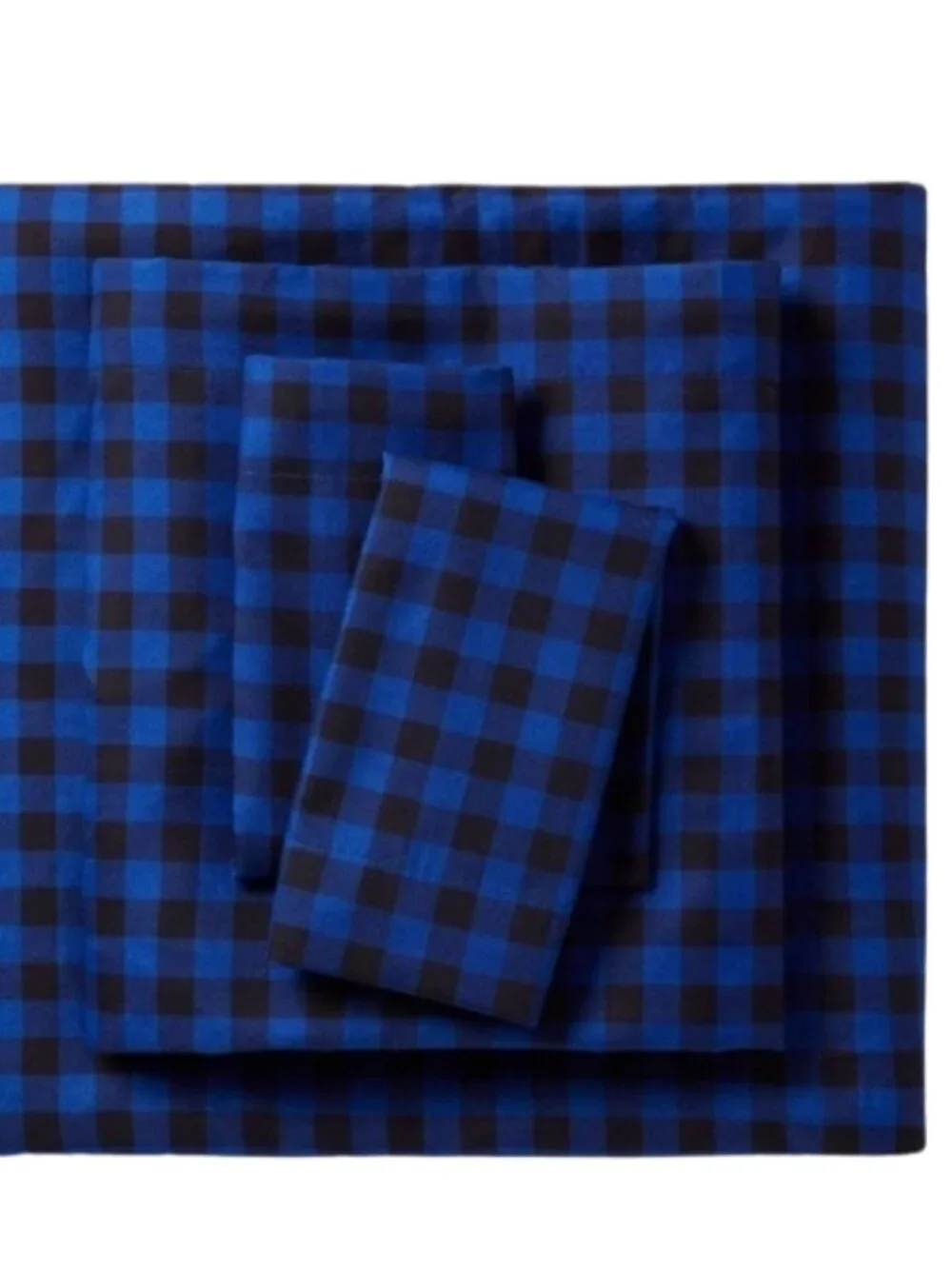 Room Essentials Twin XL Sheet Set Blue Black Gingham Microfiber Dorm